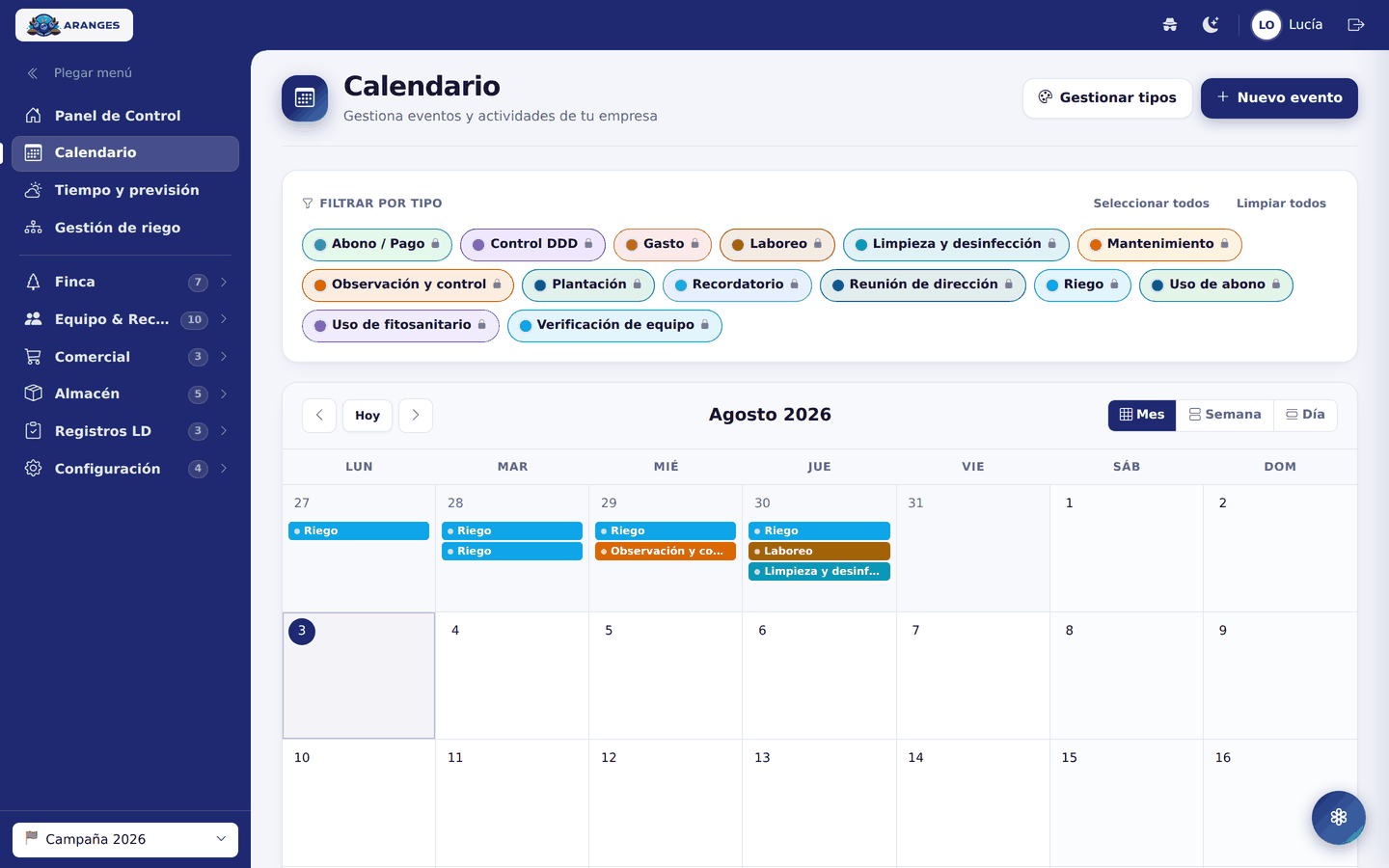 Calendario mensual
