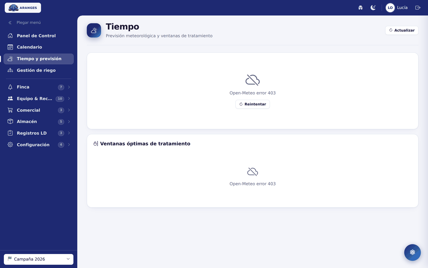Pantalla del tiempo